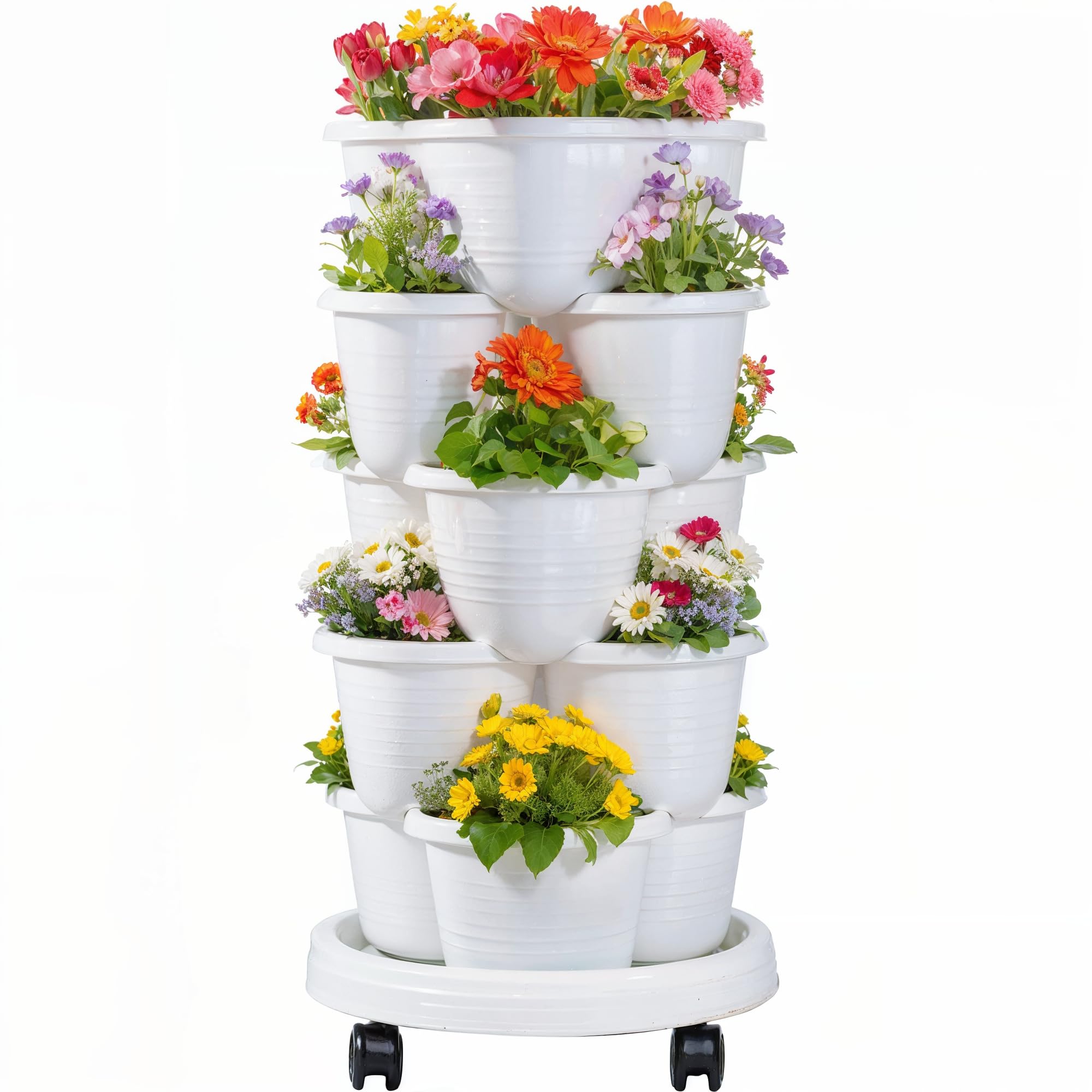 VECELO 5-Tier Vertical Planter front view shows compact, space-saving design for patios and balconies.