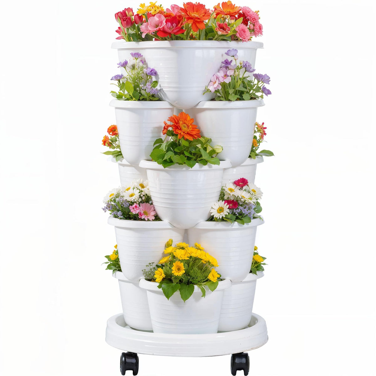 VECELO 5-Tier Vertical Planter front view shows compact, space-saving design for patios and balconies.