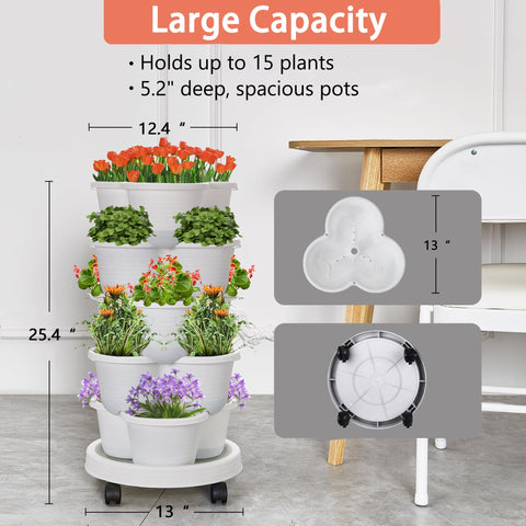 VECELO vertical planter promotes soil moisture retention for longer intervals between watering.