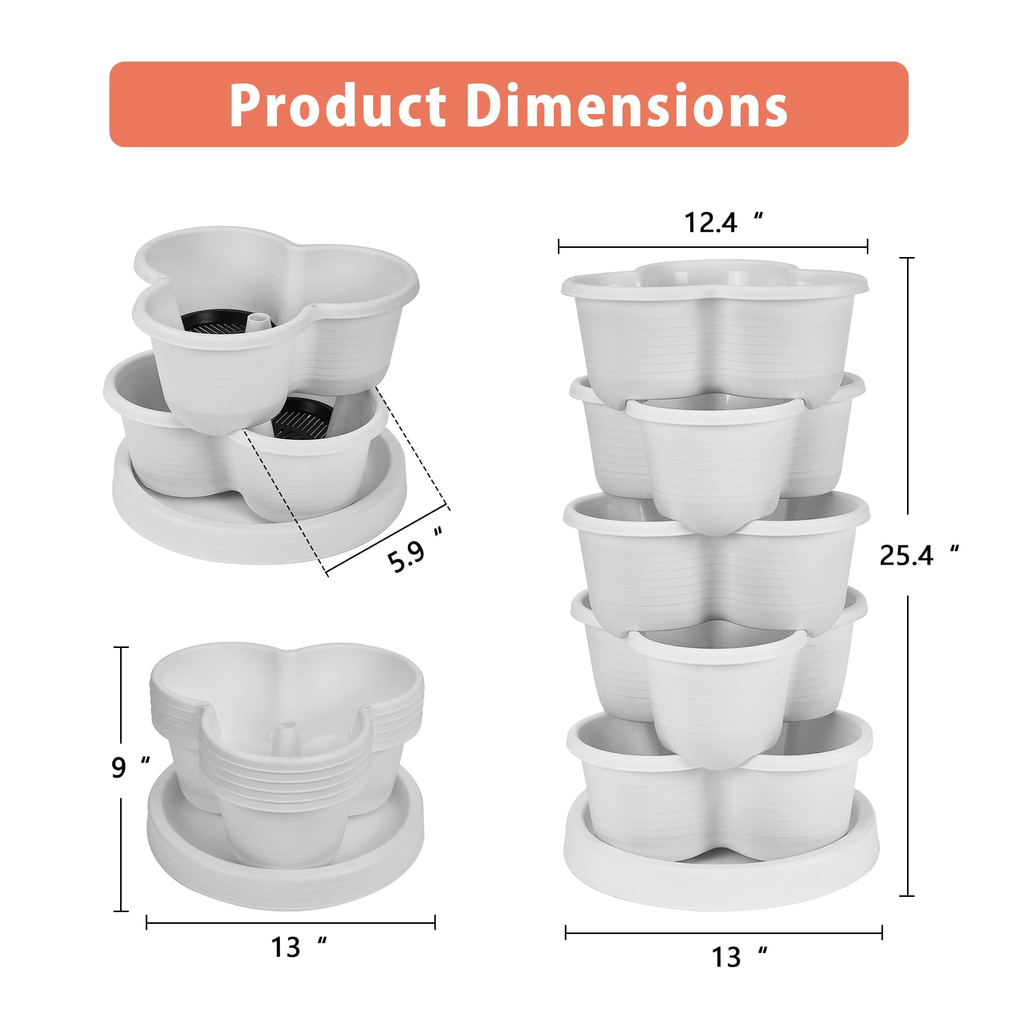 VECELO stackable pots with wheels enable easy relocation for sun exposure and rearranging gardens.
