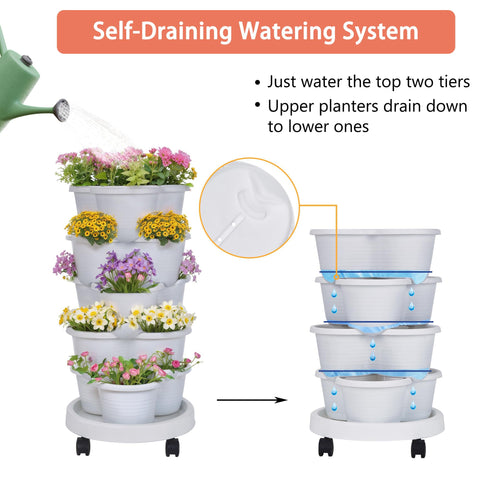 VECELO vertical planter on a wheeled base for simple movement and placement flexibility.