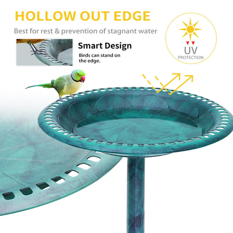 VECELO bird bath in garden setting attracts birds for natural benefits.