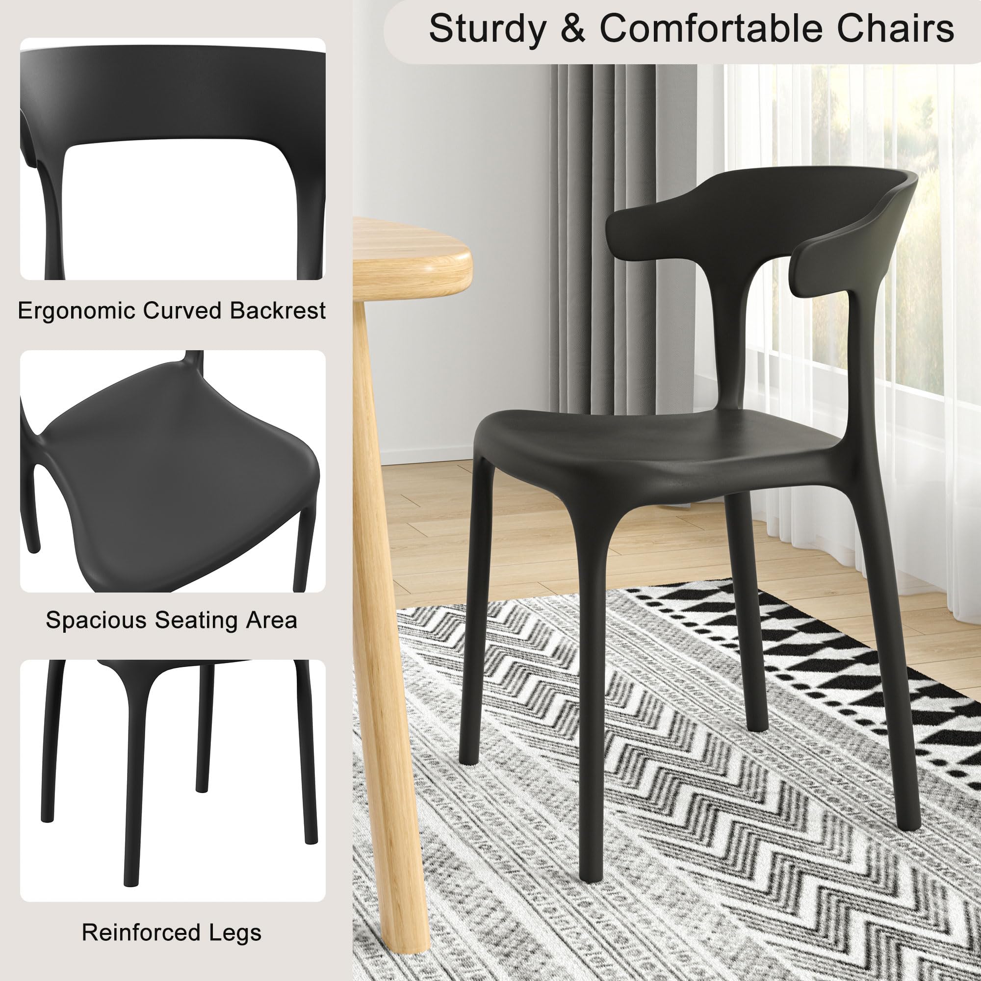 VECELO ergonomic curved backrest supports comfortable seating.