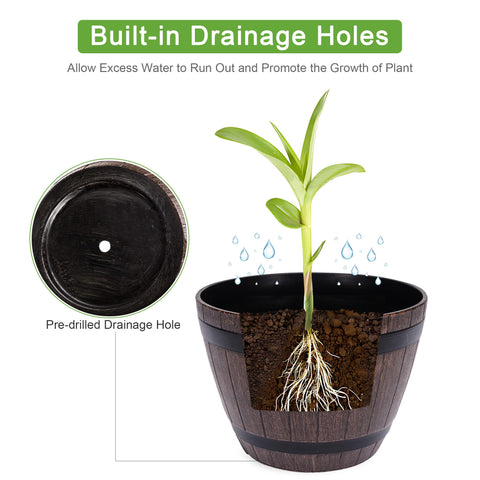 VECELO plant pots with drainage holes, promote healthy root aeration and prevent waterlogging.