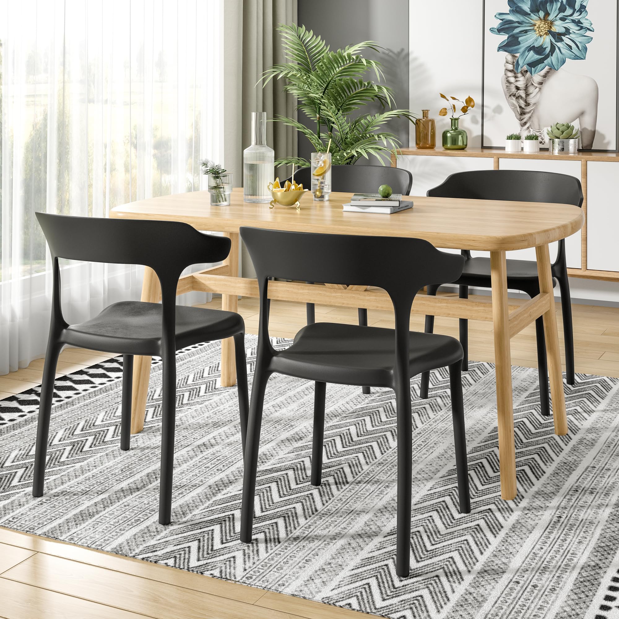 VECELO stackable dining chairs ideal for busy kitchens.