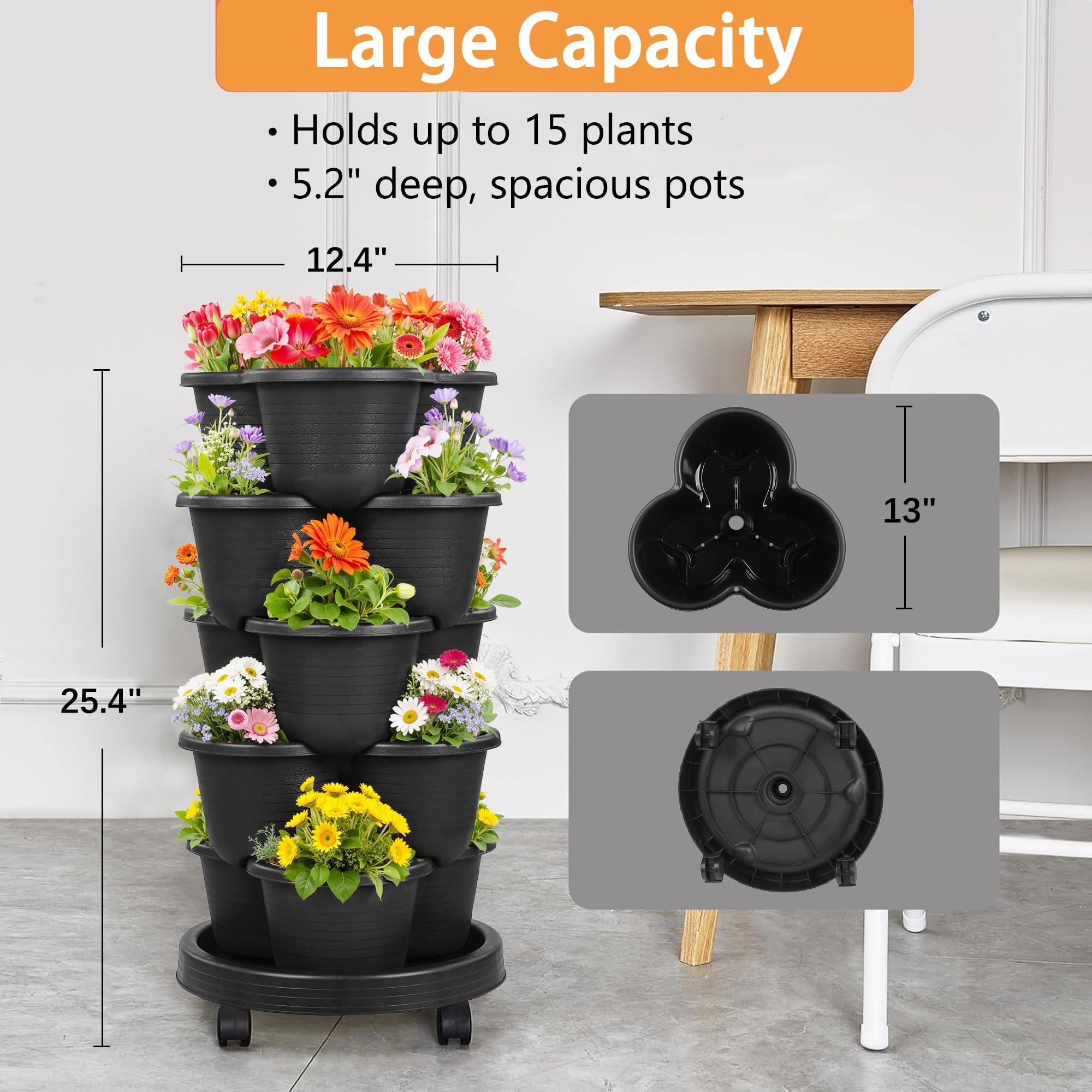 VECELO 5-pot set with tray demonstrates efficient drainage for small gardens.