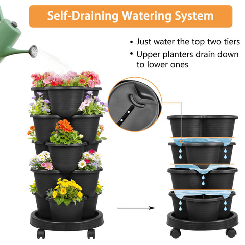 Vecelo 5-tier planter close-up highlights sturdy connections and durable construction