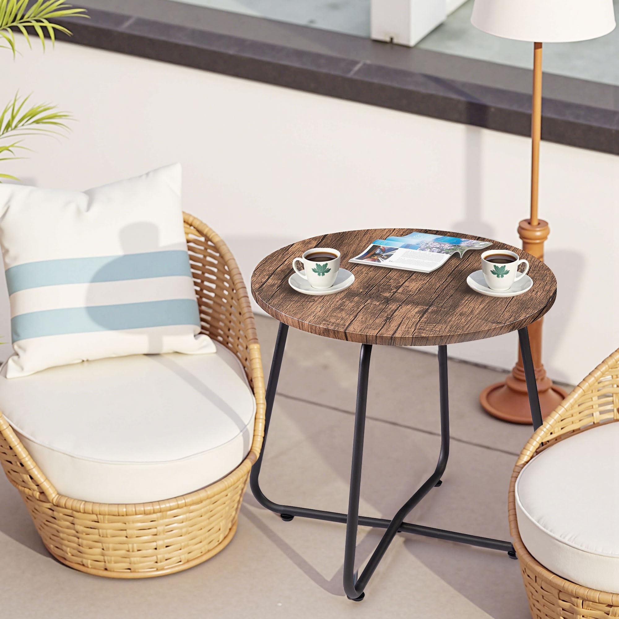 VECELO MDF top close-up highlights sturdy surface for drinks.