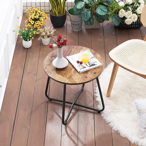VECELO outdoor side table close-up shows weatherproof powder-coated frame for durability.