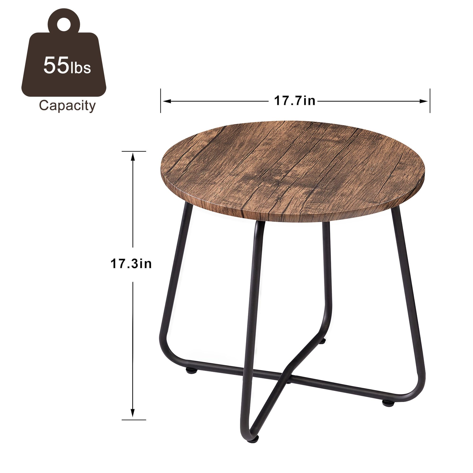 VECELO round patio table on deck with plants, showcasing indoor-outdoor versatility.