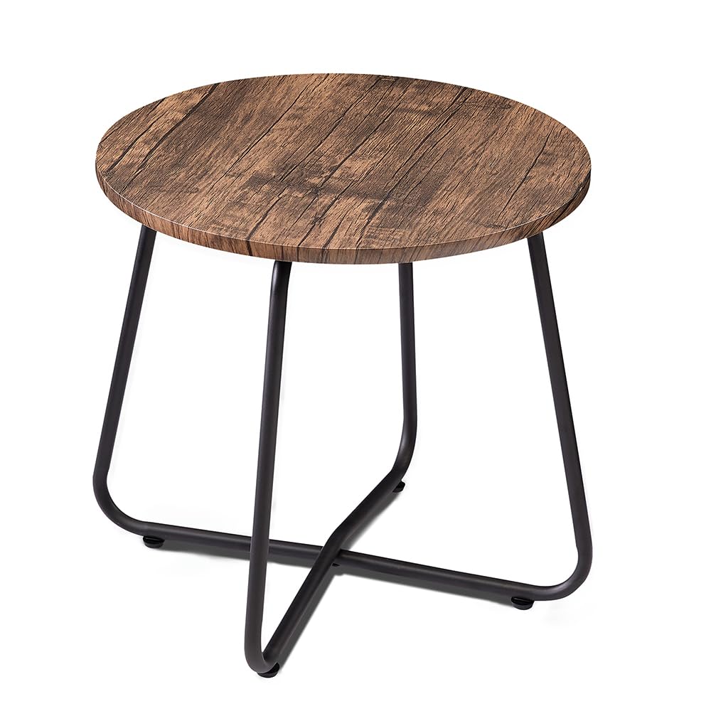 VECELO round outdoor side table with compact design ideal for small patios.