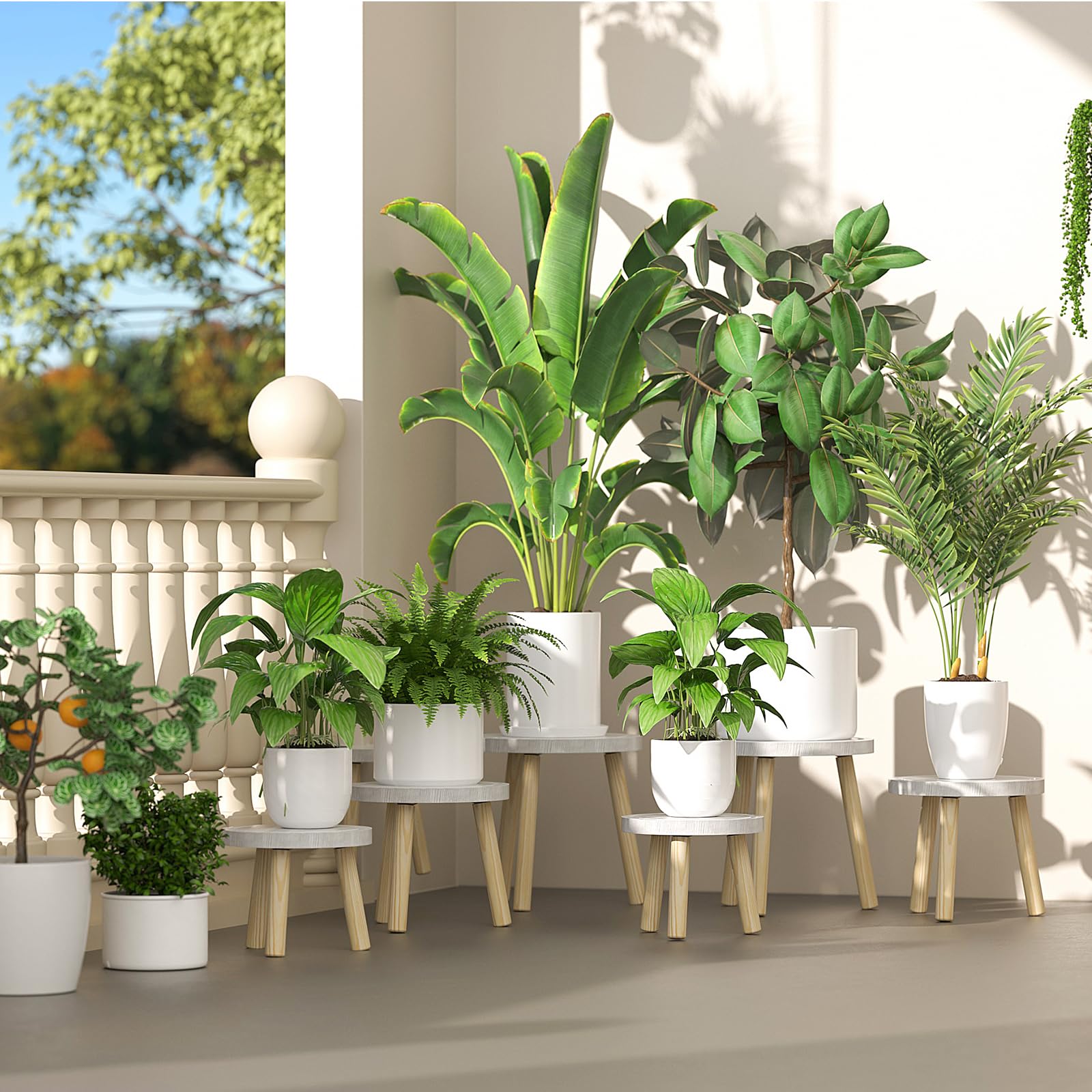Vecxoty wood plant stand 11h-11d supports 11-inch pots with stability and style