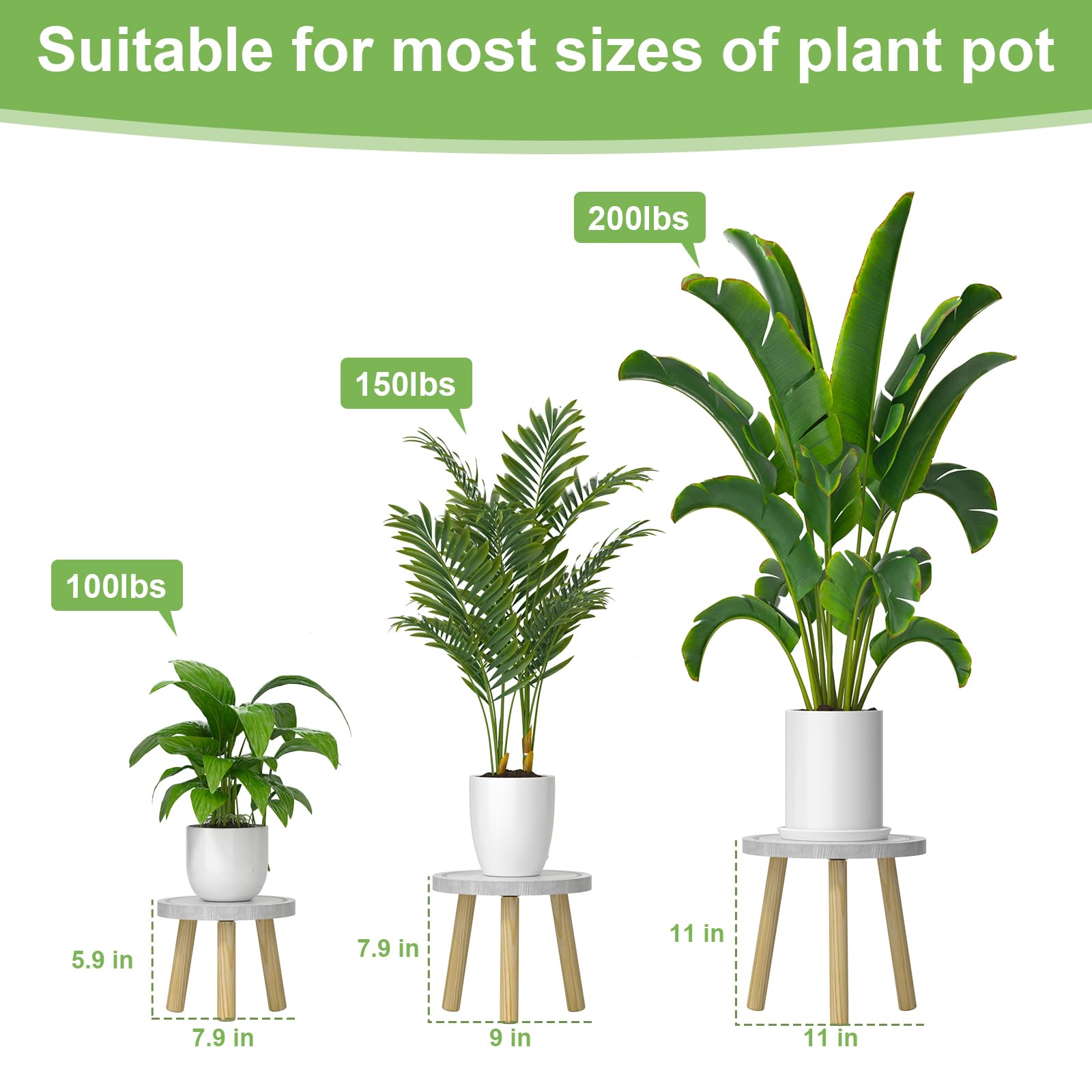 Vecxoty wood plant stand 7-9h-8-9d accommodates medium pots for balanced layouts