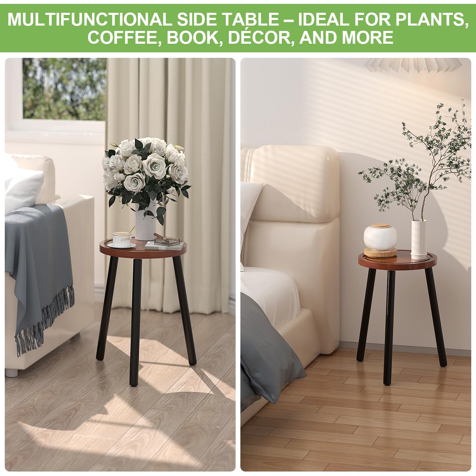 Vecxoty wood plant stand placed in living room corner for stylish space optimization.