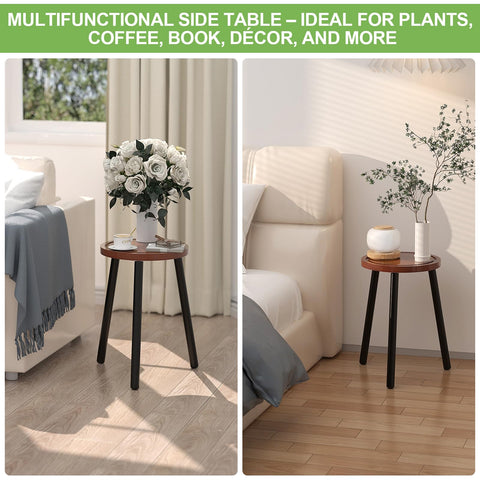 Vecxoty wood plant stand placed in living room corner for stylish space optimization.