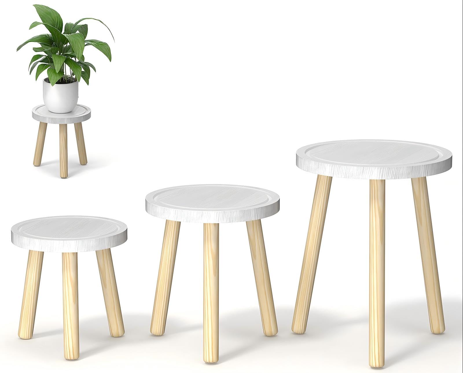 Vecxoty wood plant stand trio for layered indoor displays