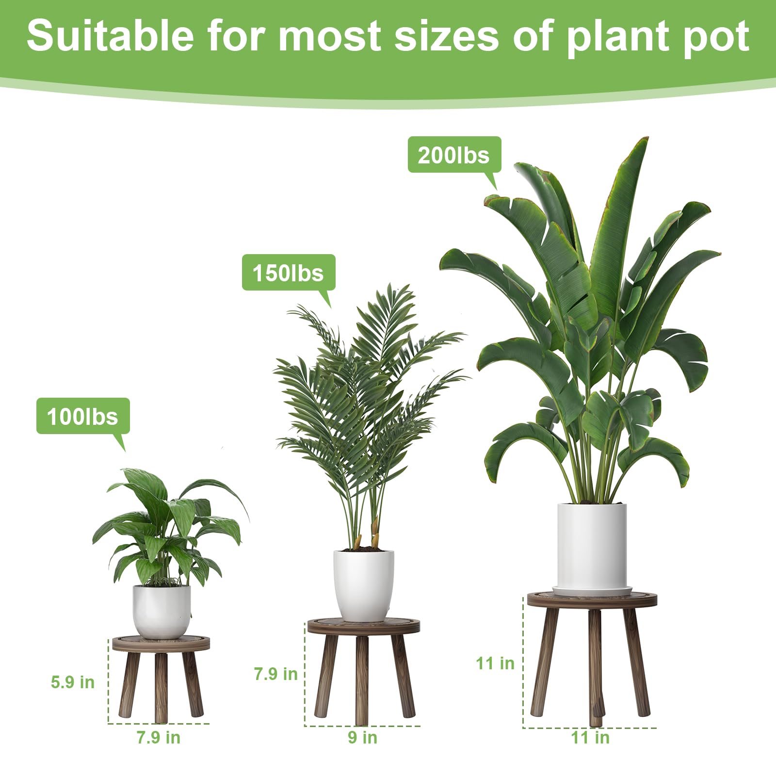 Vecxoty wood plant stand for 6-12 inch pots, ideal for corner aesthetics
