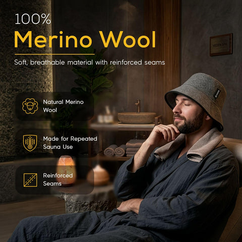 VEDEN sauna hat interior soft fabric demonstrating moisture balance for hair care.