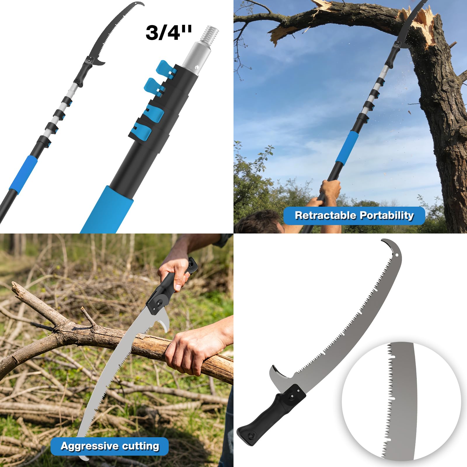 Veebuyla detachable pruning saw for easy low-branch trimming.