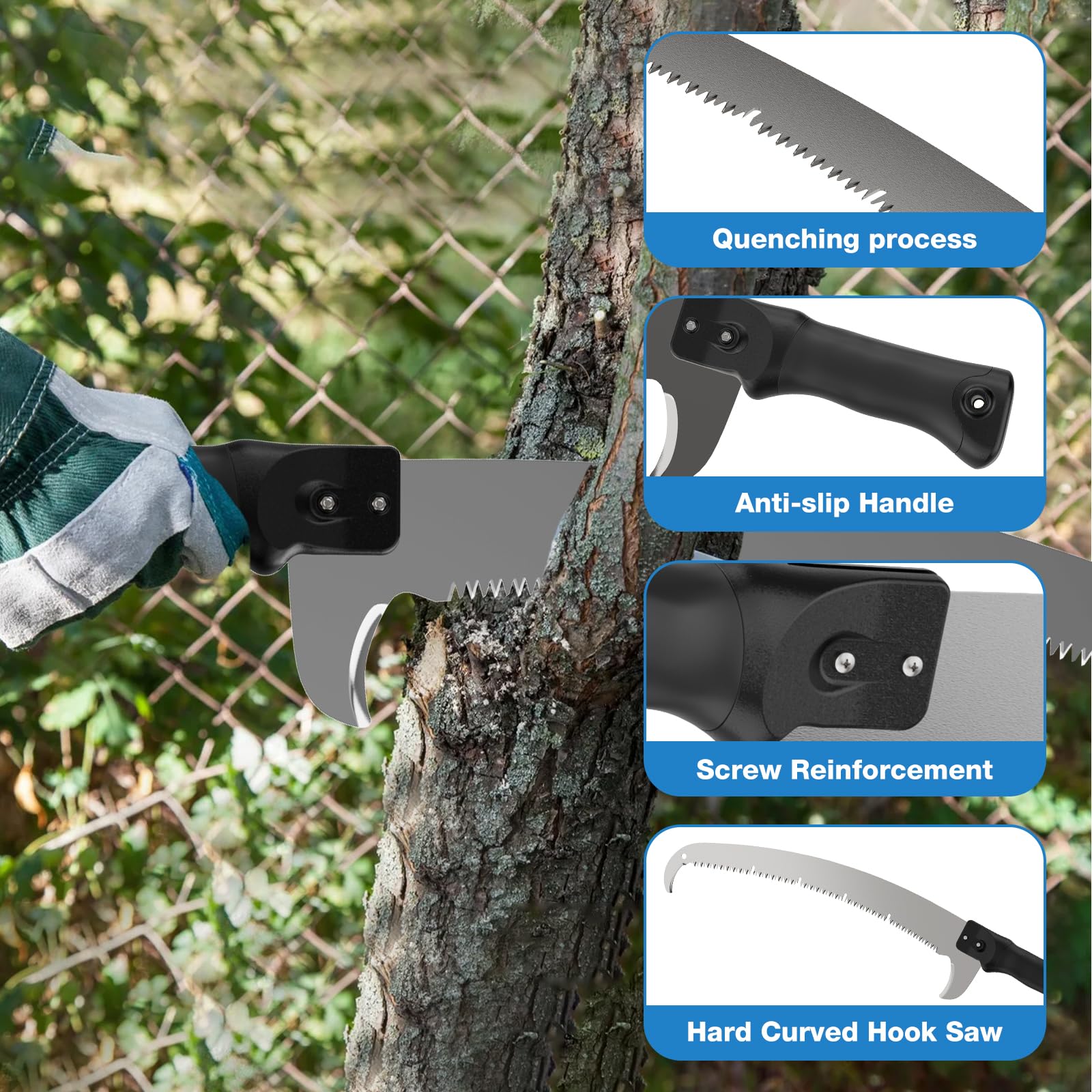 Veebuyla 24-inch blade and hook-end enable fast one-motion cuts.