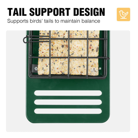 Veehoo weatherproof roof protects suet cakes in all seasons.