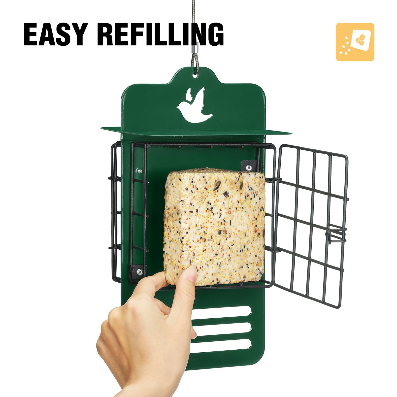 Veehoo woodpecker-friendly metal construction resists rust and chewing.