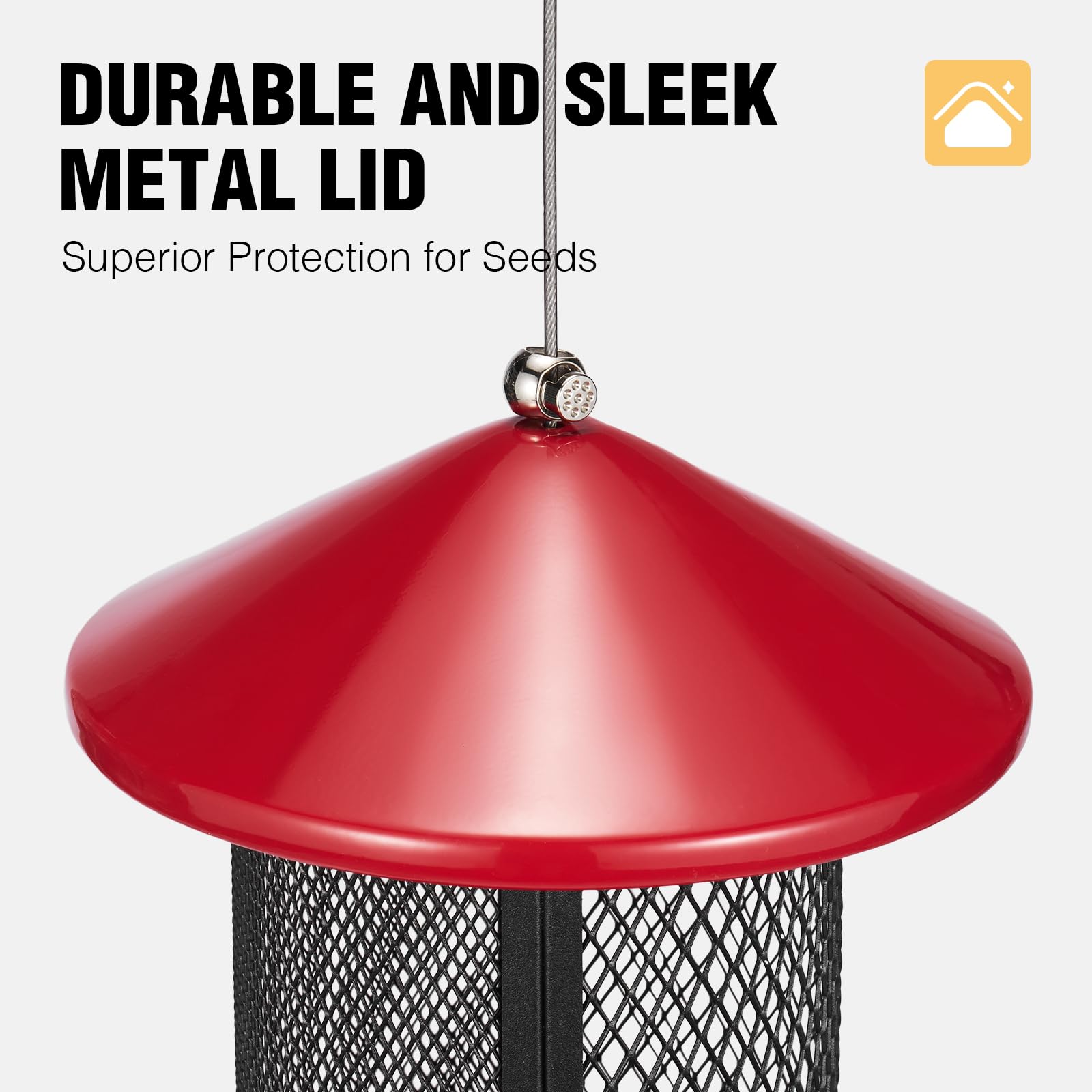 Veehoo 360-degree mesh provides multiple perches and airflow for fresh seeds.