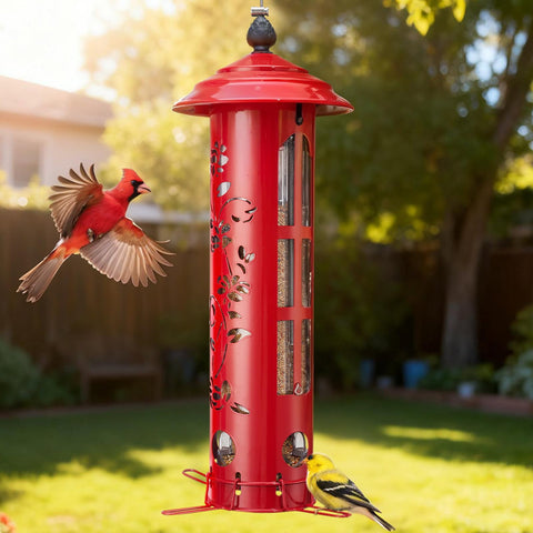 Veehoo Durable metal construction withstands wind and snow in outdoor settings.