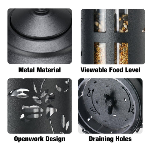 Squirrel deterrence with weight-activated spring protects seed from intruders.