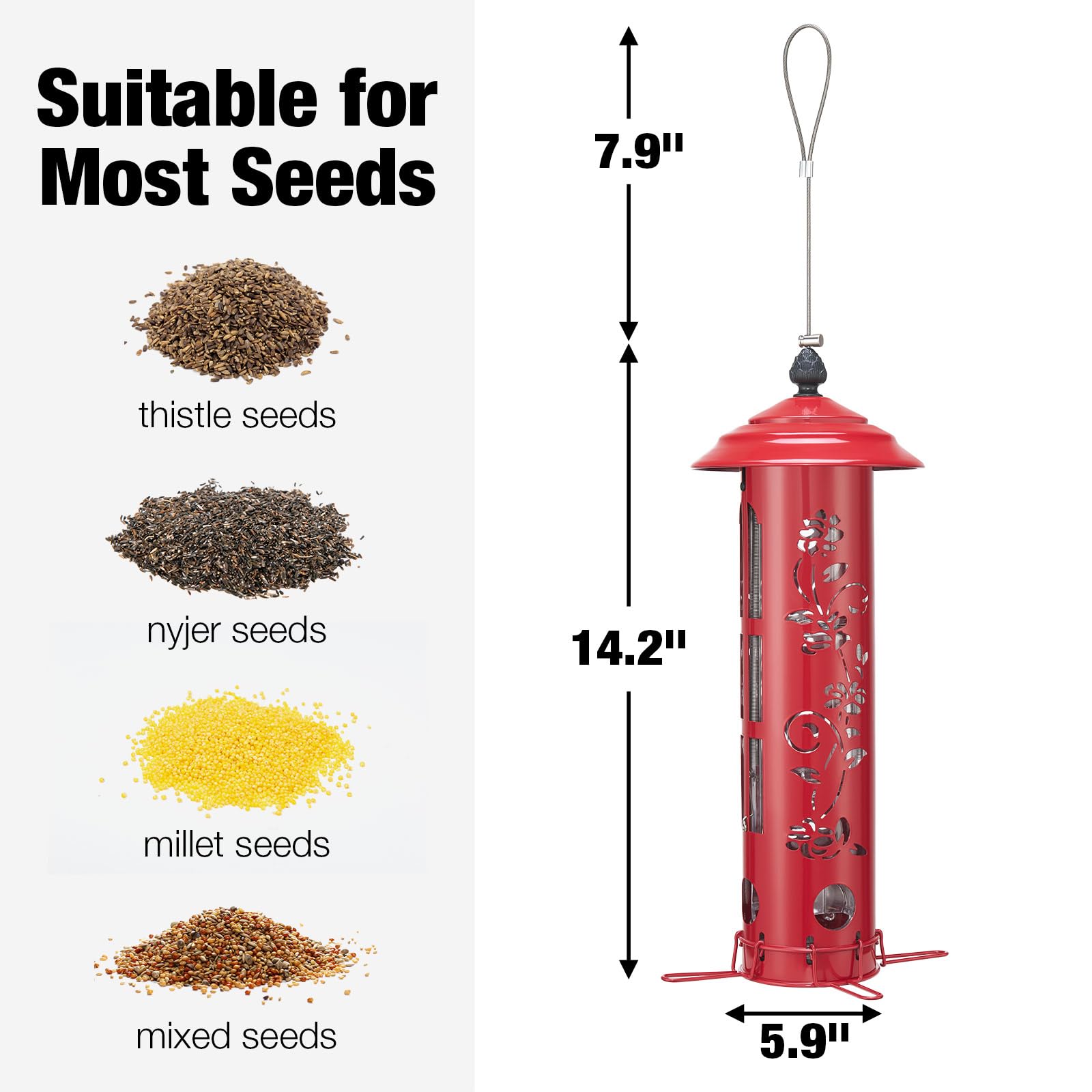 Veehoo Thistle and Nyjer Seed compatibility attracts small songbirds to your garden.