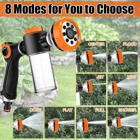 VEEVIIY 8‑way foam sprayer nozzle with multiple spray patterns