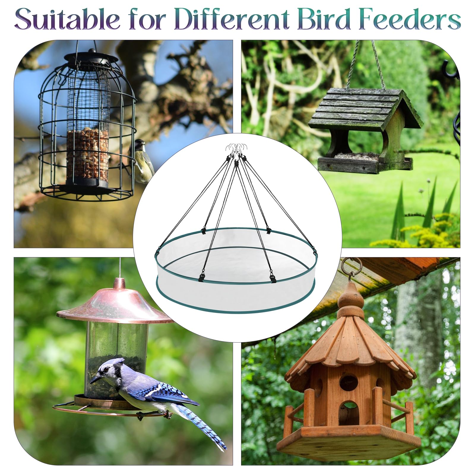 VEEVIIY six-hook design keeps feeder stable during windy days.