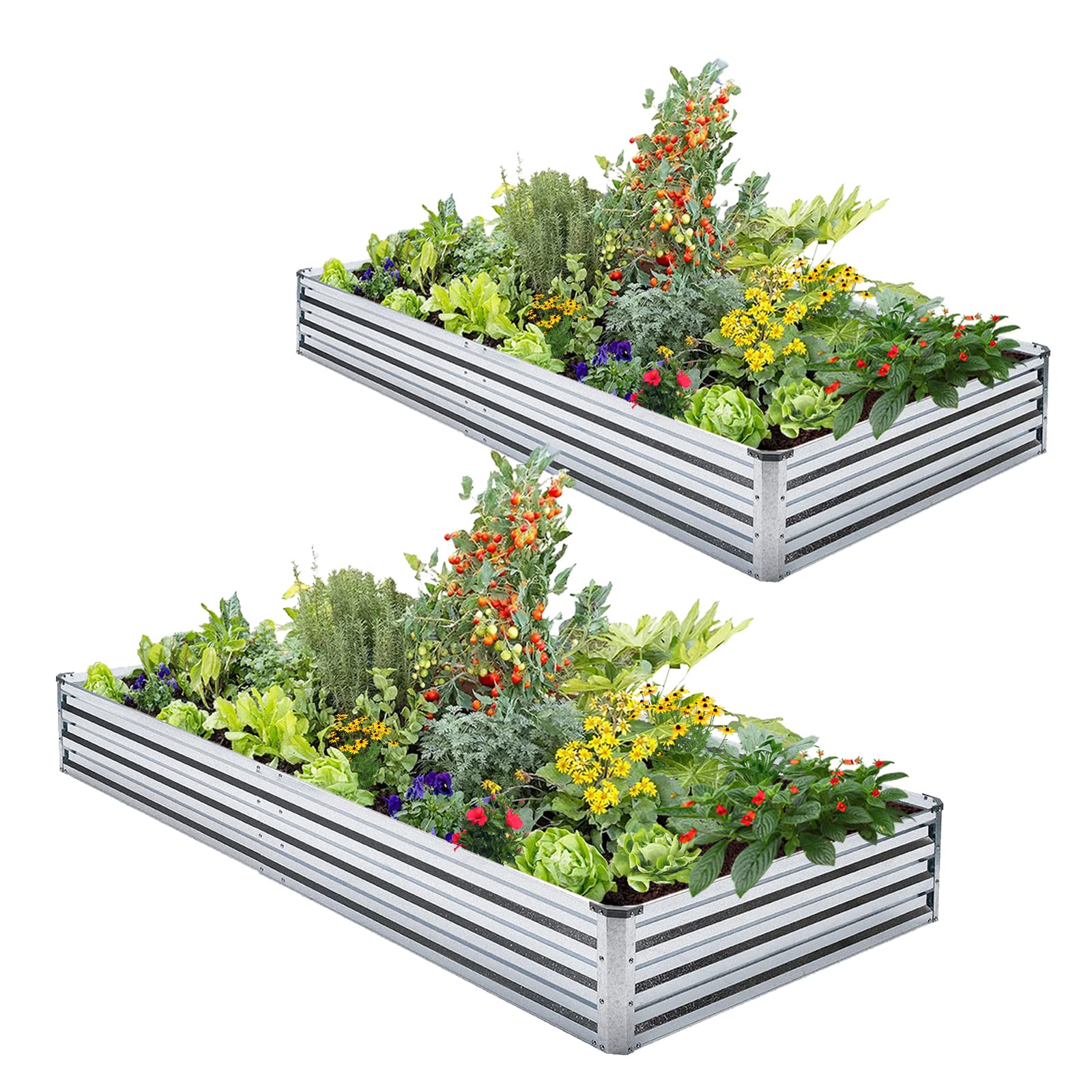 Veezyo galvanized raised bed assembly guide showing easy setup