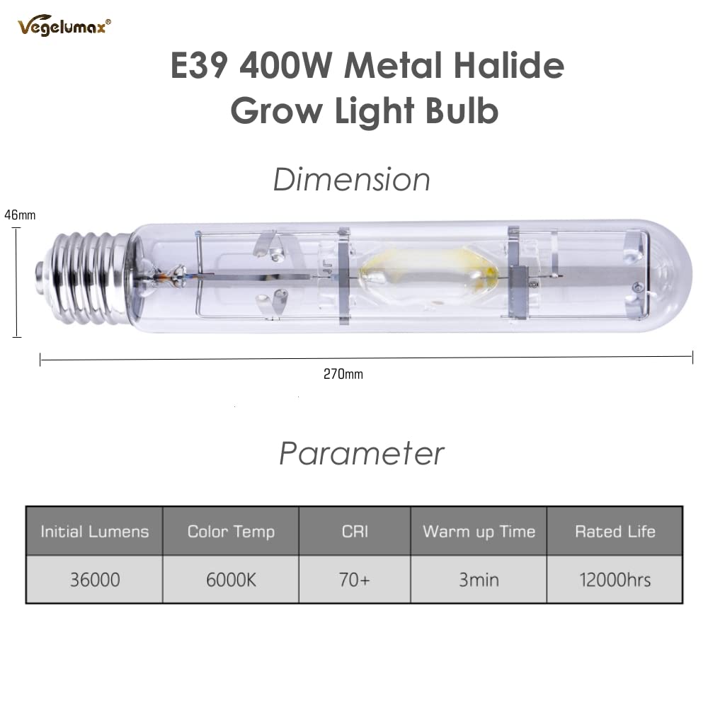 Vegelumax MH400W blue-violet spectrum glow supporting vegetative growth