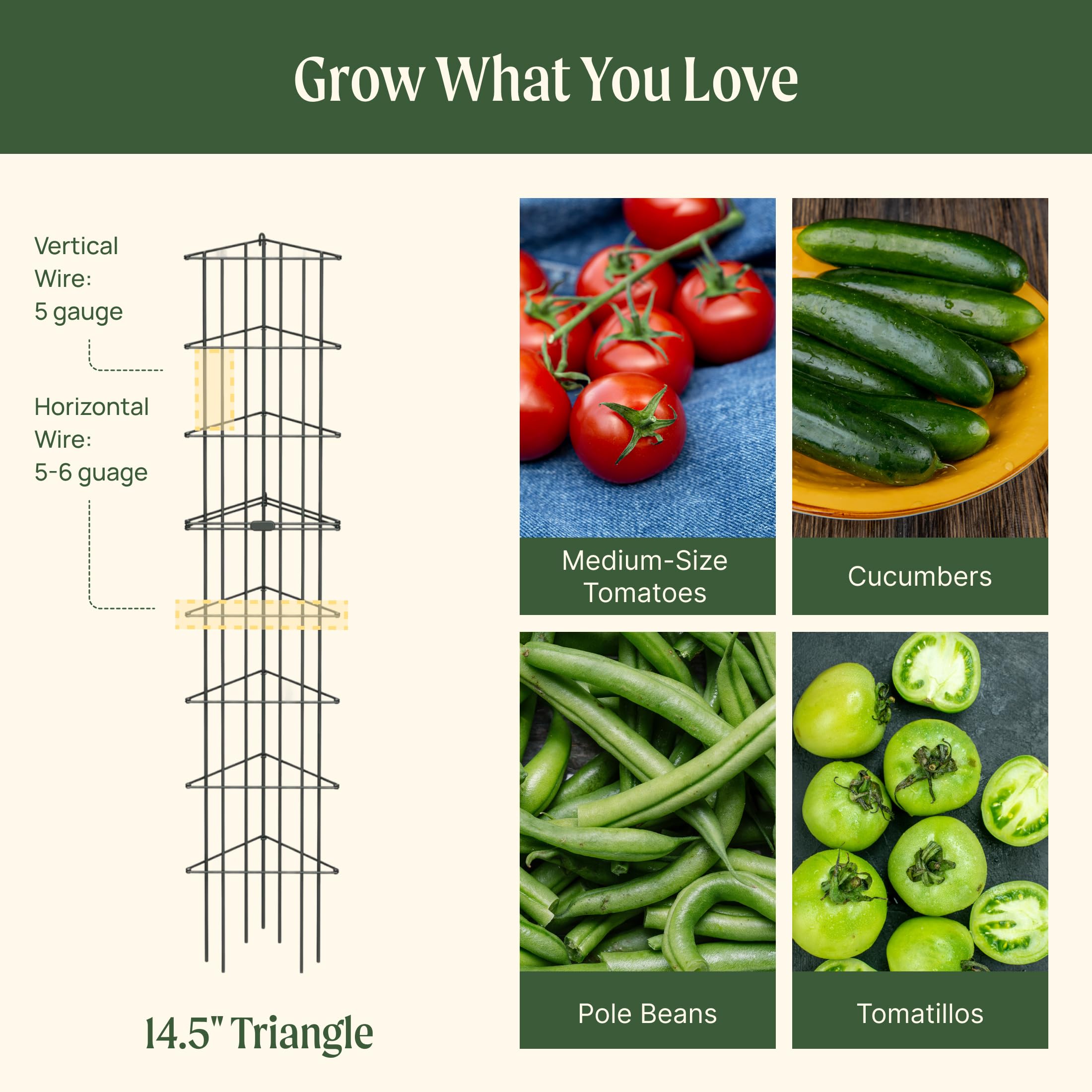 Vego Garden 3-Panel tomato cage folded storage highlights compact, space-saving design