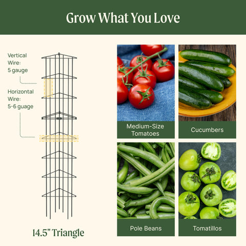 Vego Garden 3-Panel tomato cage folded storage highlights compact, space-saving design