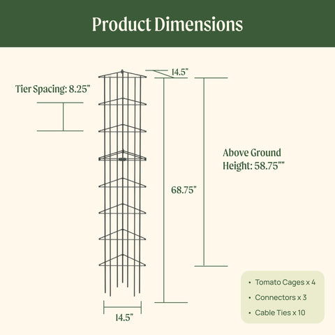 Vego Garden 3-Panel tomato cage green finish blends with outdoor spaces