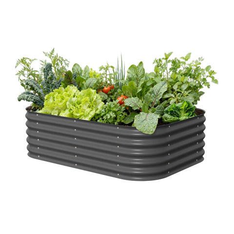 Vego Garden Aluzinc bed assembly demonstrates modular setup for a compact patio.