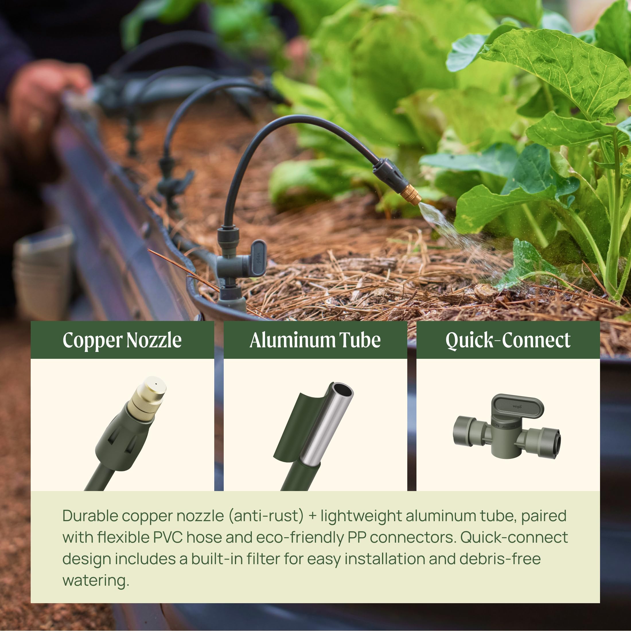 Vego Garden Irrigation Kit manifold panel for easy setup.