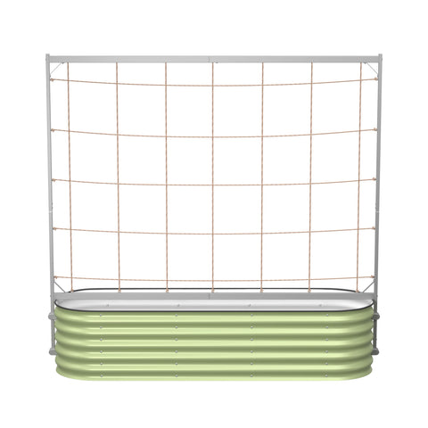 VegoGarden 6.5ft trellis frame side view supports climbing plants in tight beds.