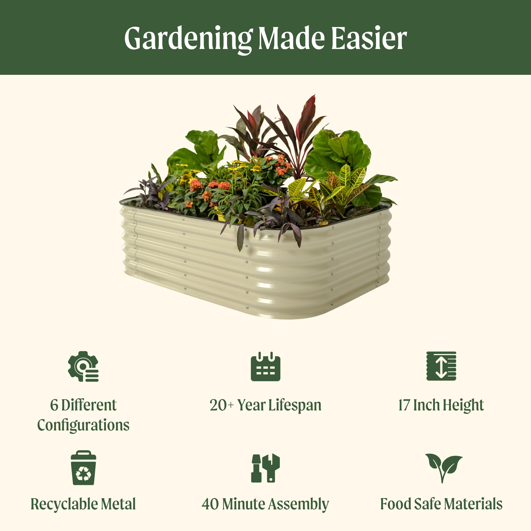 Vego garden 6-in-1 configurations showcase for versatile garden layouts.