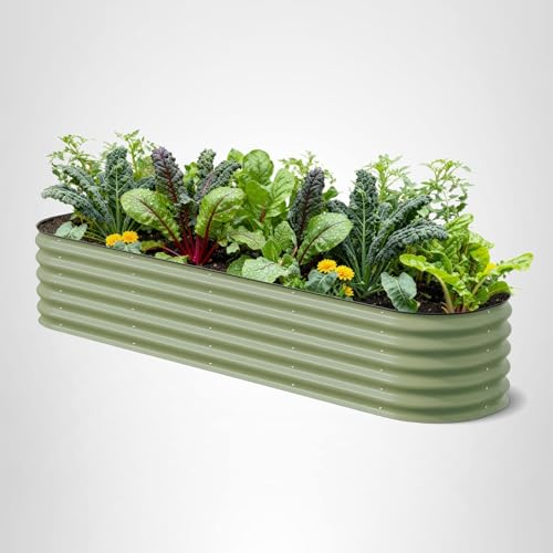 Vego Garden durable metal frame in olive green withstands weather over years