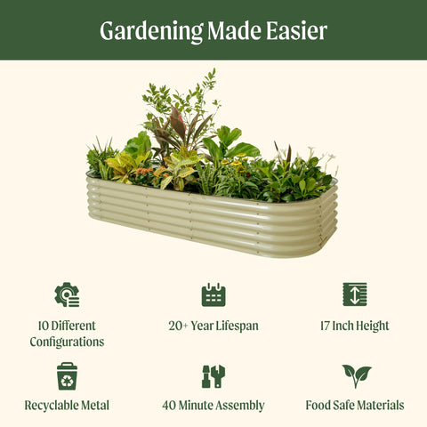 Vego garden modular 10-in-1 design enables flexible backyard configurations.