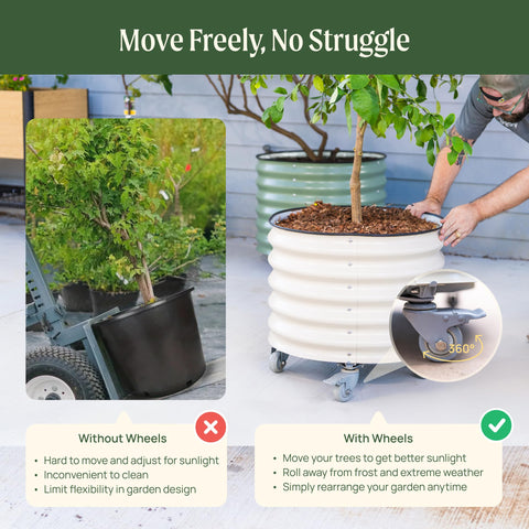 Vego Garden olive-green finish close-up highlighting durable metal frame
