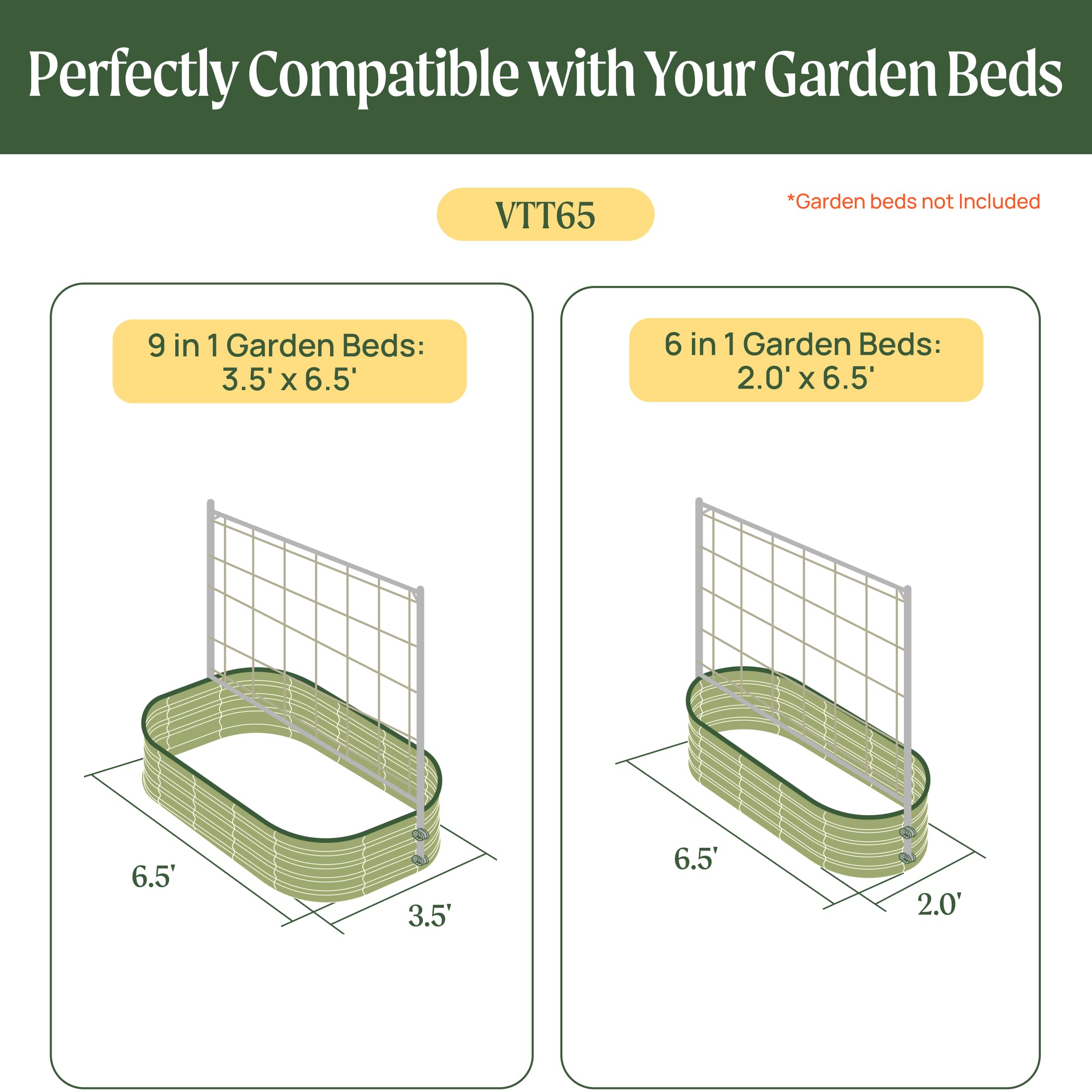 VegoGarden raised-bed fit trellis frame enables seamless setup on standard beds.