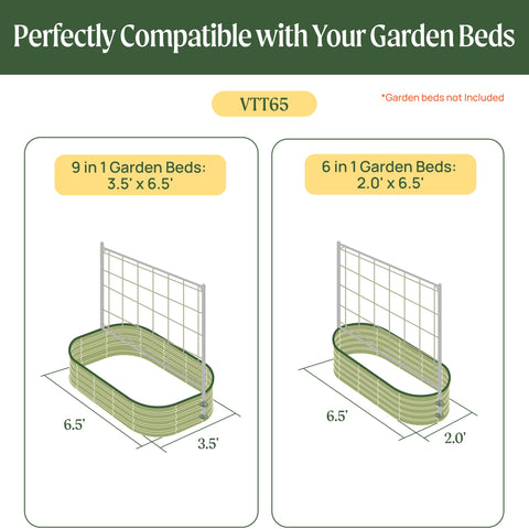 VegoGarden raised-bed fit trellis frame enables seamless setup on standard beds.