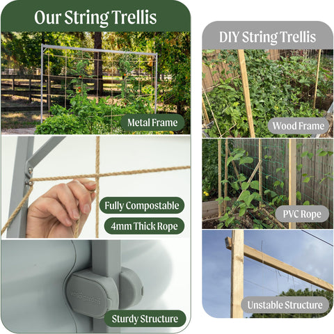 VegoGarden three-way plant support options for flexible trellis setups.