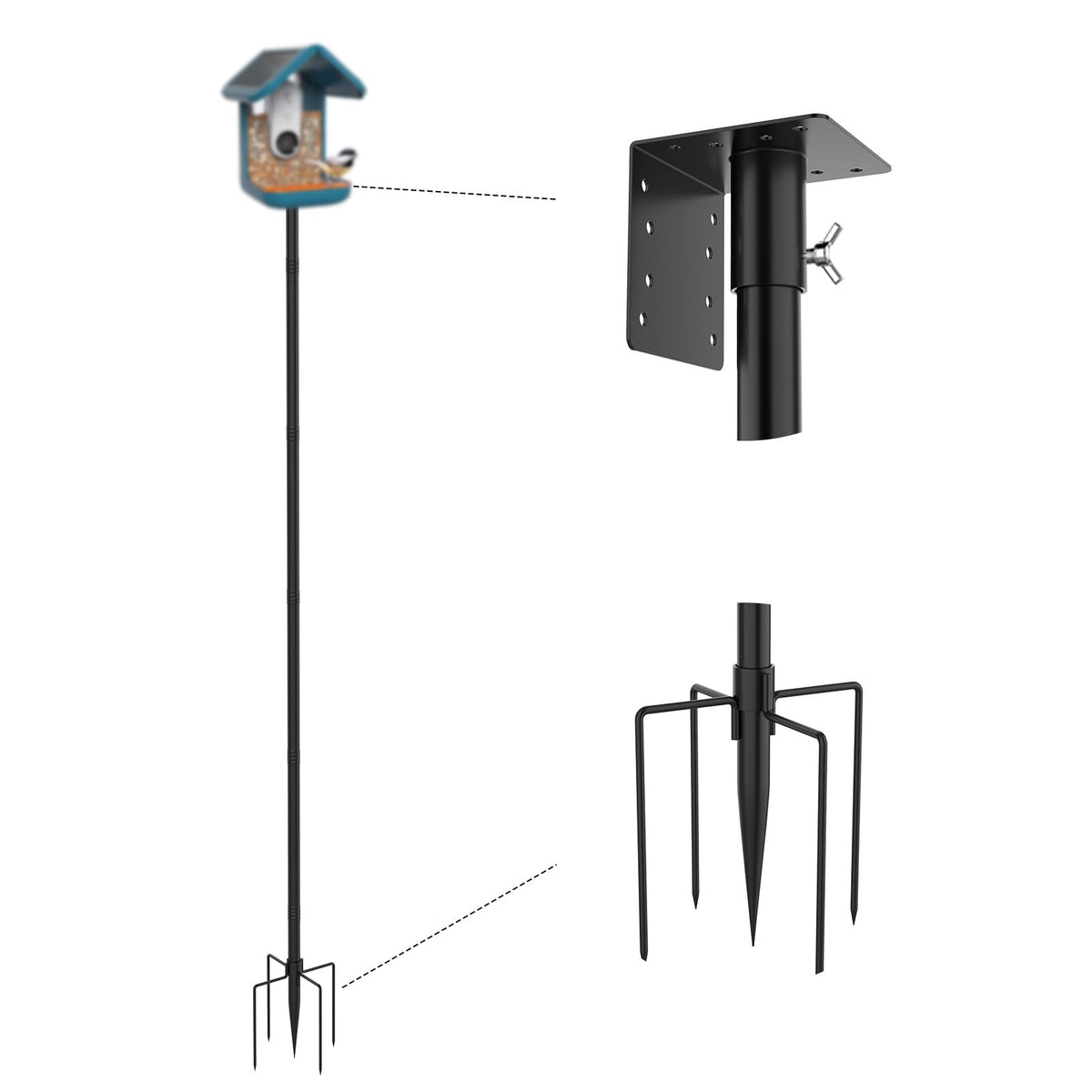 Vekniqo Bird Buddy 79-inch mounting pole for stable outdoor setup.