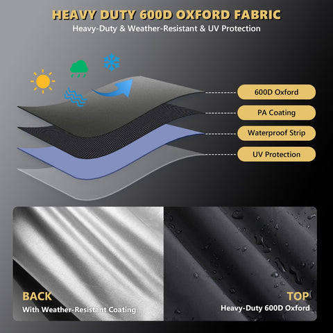 VELAPKEA heavy-duty 600D polyester shell guards against rain and sun