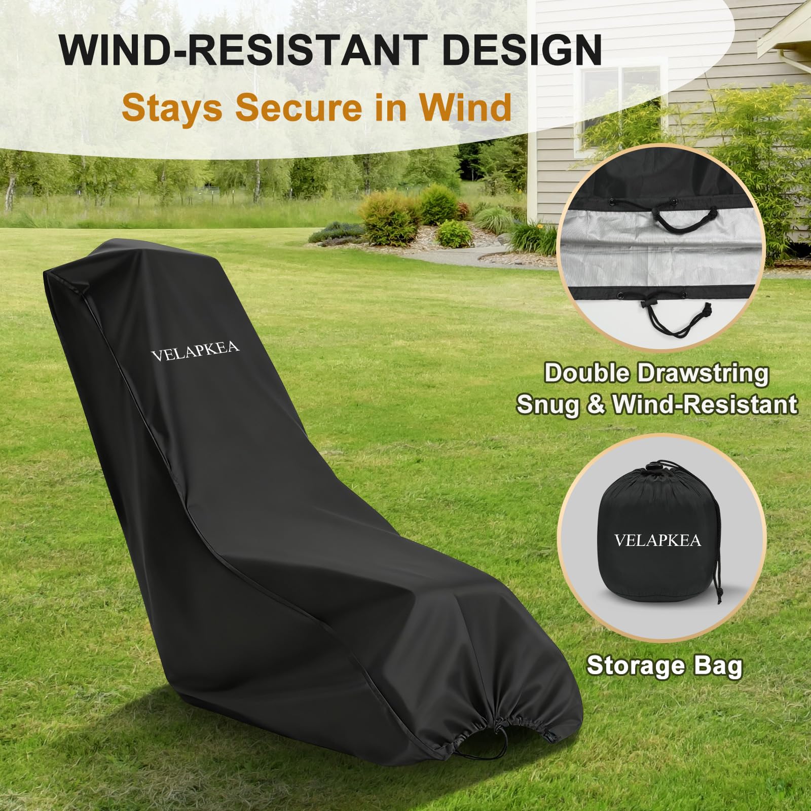 VELAPKEA push lawn mower cover built with heavy-duty 600D for lasting durability.